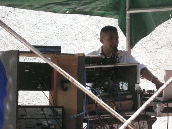 Behind the sound system in Puebla, Mexico, July 2008